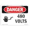 Signmission OSHA Danger Sign, 10" Height, 14" Width, Rigid Plastic, 480 Volts, Landscape, 1014-L-1013 OS-DS-P-1014-L-1013 - alternate 1